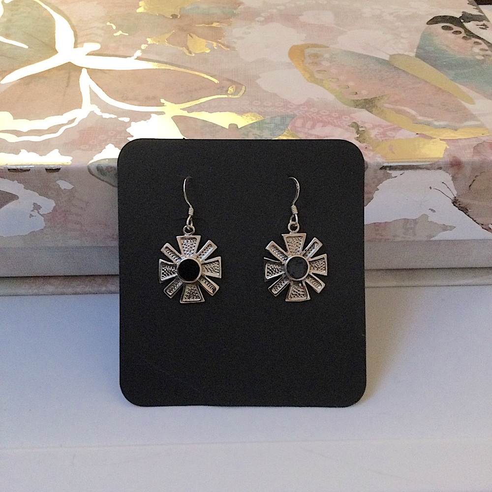 STERLING SILVER AND ONYX SUNBURST
